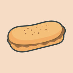 chocolate sandwich with outline flat vector design