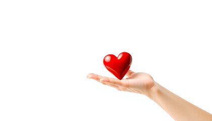 Obraz premium Hand Holding a Heart Symbolizing Love, Care, and Compassion