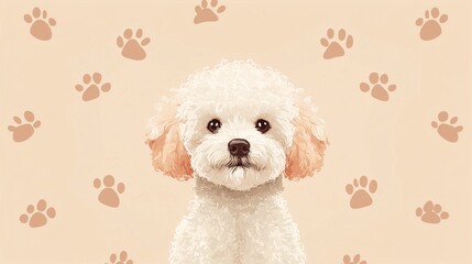 pattern poodle and dog footprints on background