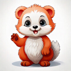 Cute little baby bear cub waving