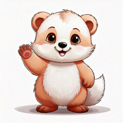 Cute little baby bear cub waving