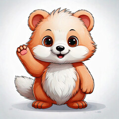 Cute little baby bear cub waving