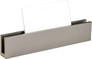 Modern Metal Nameplate Holder with Blank Card: Office Desk Organization