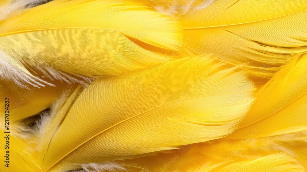Aufkleber this image showcases a multitude of vibrant yellow feathers layered together, highlighting their sof