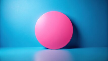Pink Circle on Blue Background - Minimalist Abstract Stock Photo