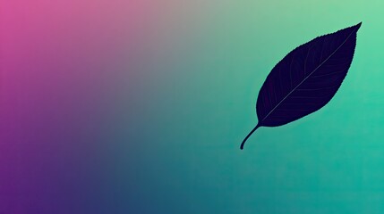 Single Dark Leaf on a Vibrant Gradient Background: Serene Minimalist Art