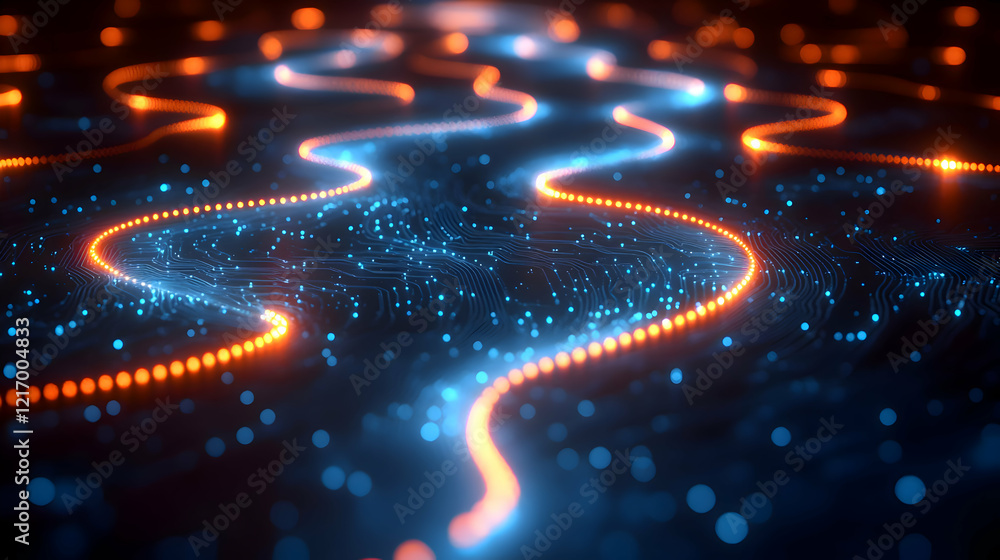 Poster abstract glowing lines and waves: a dynamic digital background