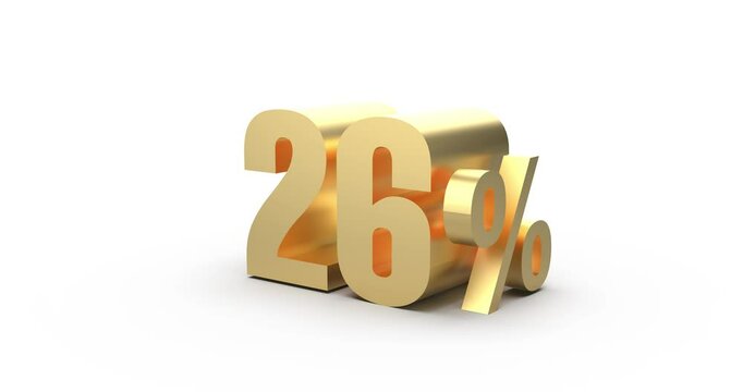 3D rendered footage of discounts numbers with gold texture. 4k 3D render animation of business golden discounts