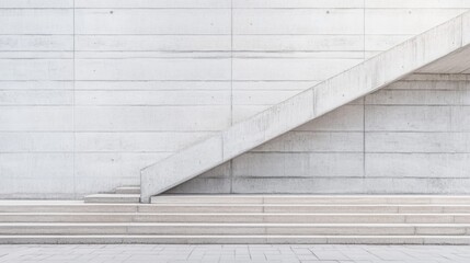 Fototapeta premium Modern architectural staircase leading upwards against a minimalist concrete wall backdrop