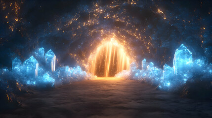 Luminous Portal: A Mystical Gateway of Sparkling Light and Crystals