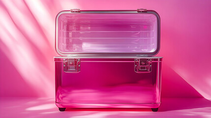 Reflective Pink Metal Case on Pink Background