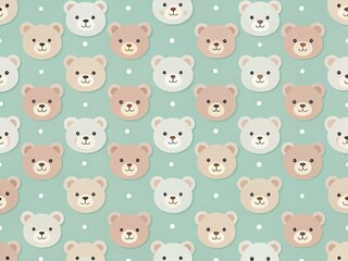 Obraz premium Minimalist Cute Bear Pattern Background - Pastel Colors & Simple Shapes