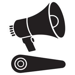 megaphone silhouette, minimal car horn icon vector illustration