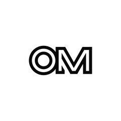 OM monogram logo design letter text name symbol monochrome logotype alphabet character simple logo