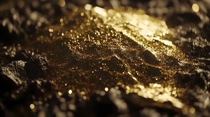 Elegant Golden Sparkles on Dark Background High-Quality Photorealistic