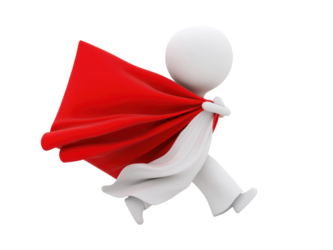 Isolated Man with Red Cape Running