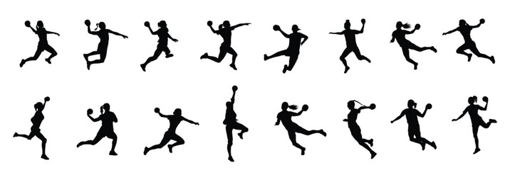 handball player silhouette woman handball player silhouette