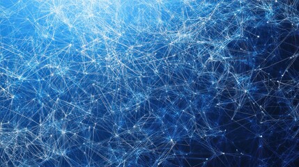 Fototapeta premium Abstract Network Connection: Digital Blue Web of Lines and Dots