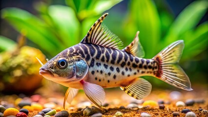 Fototapeta premium Minimalist Panda Corydoras Catfish Aquarium Stock Photo
