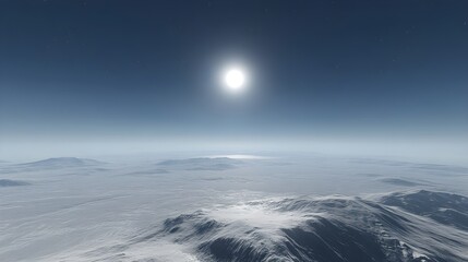 Serene Night Sky with Bright Moon Over Calm Blue Landscape