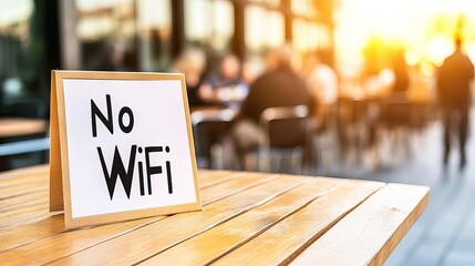 Sunny Locale Featuring A 'No WiFi' Notice On Table