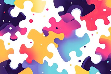 Colorful puzzle pieces vector flat icon on a white background, in a minimalistic style. Vector illustration with simple shapes and a colorful design, featuring simple color blocks and vibrant colors. 