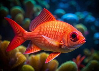 Fototapeta premium Minimalist Red Soldierfish Underwater Portrait: Vibrant Myripristis murdjan Close-Up