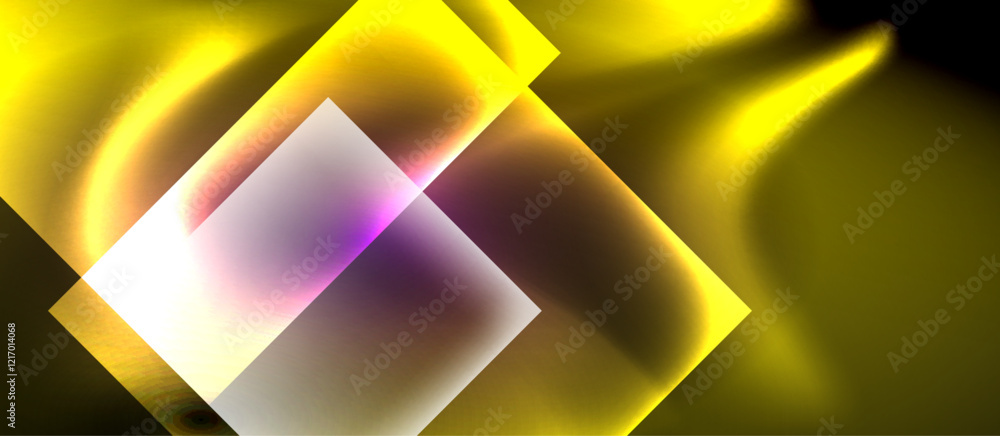 Aufkleber glass squares with neon shiny light abstract background