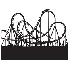 Rollercoaster black silhouette on a white background. Rollercoaster Black flat icon. Vector illustration.