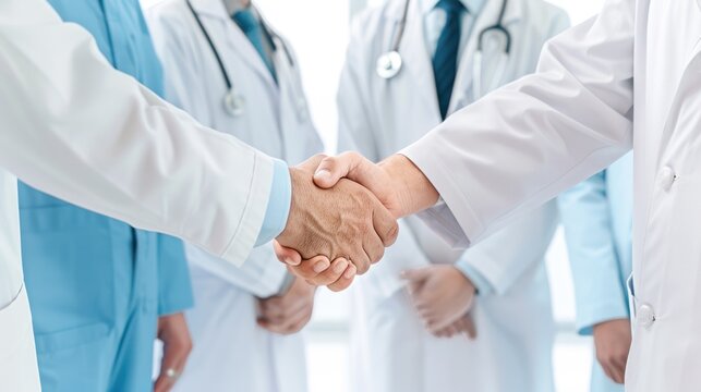 Doctors Shaking Hands In Hospital Teamwork Collaboration