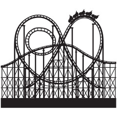 Rollercoaster black silhouette on a white background. Rollercoaster Black flat icon. Vector illustration.