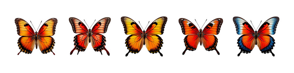 Obraz premium Set of butterflies isolated on transparent or white background, png