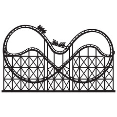 Rollercoaster black silhouette on a white background. Rollercoaster Black flat icon. Vector illustration.