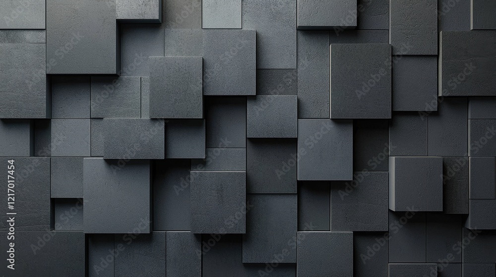 Aufkleber black geometric abstract background. minimal dark gray polygon pattern with different geometric shap