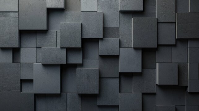 Black geometric abstract background. Minimal dark gray polygon pattern with different geometric shapes. Modern elegant luxury futuristic digital design