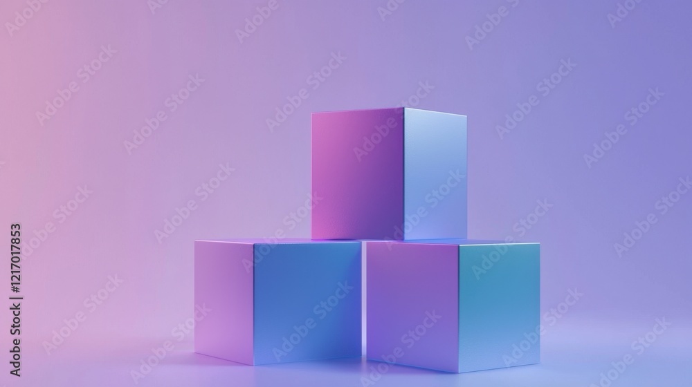 Poster colorful geometric shapes illuminated by soft lighting create a modern abstract atmosphere in a stud