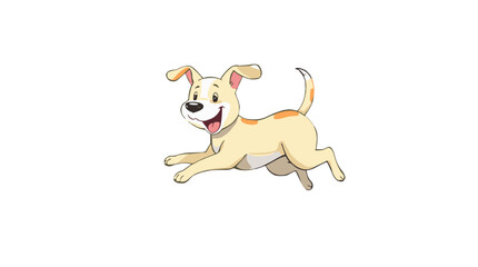 Happy cartoon dog running joyfully with a playful expression