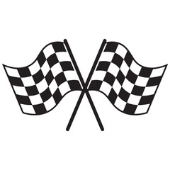 two crossed checkered Flag NASCAR Racing flag, sports finish line flag silhouette vector