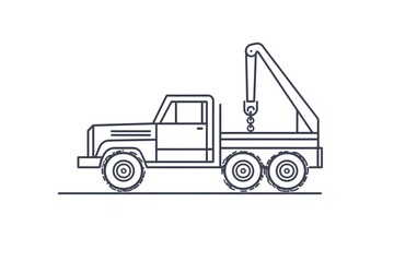 Naklejka premium Heavy-Duty Truck Crane Lifting Cargo Efficiently on Construction Site