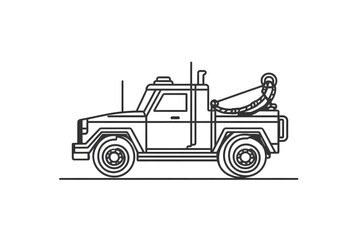 Naklejka premium Tow Truck Design: A Detailed Illustration of a Robust Vehicle with Winch and Rope for Roadside Assistance