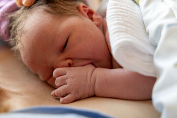 Baby M&auml;dchen direkt nach der Geburt