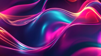 Neon color abstract waves background. Futuristic blue, pink, purple curve lines backdrop. Luxury colorful swirl pattern. Elegant modern design element