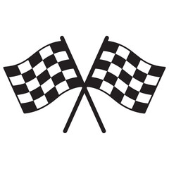 two crossed checkered Flag NASCAR Racing flag, sports finish line flag silhouette vector