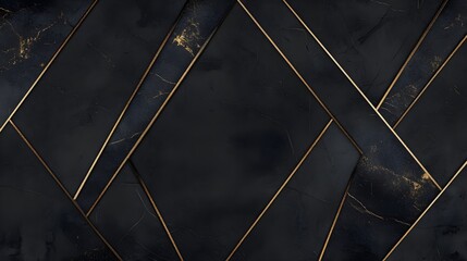 Delicate Gold Geometric Lines on Black Background in High Resolution