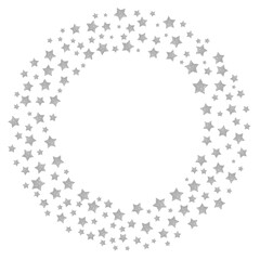 Lame glitter, frame, star, ring. Circular silver star wreath with empty space in the center. design for invitations, award promotions, festive campaigns, holiday-themed graphics.  premium-themed eve

