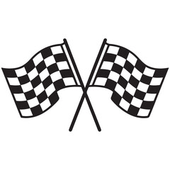 two crossed checkered Flag NASCAR Racing flag, sports finish line flag silhouette vector