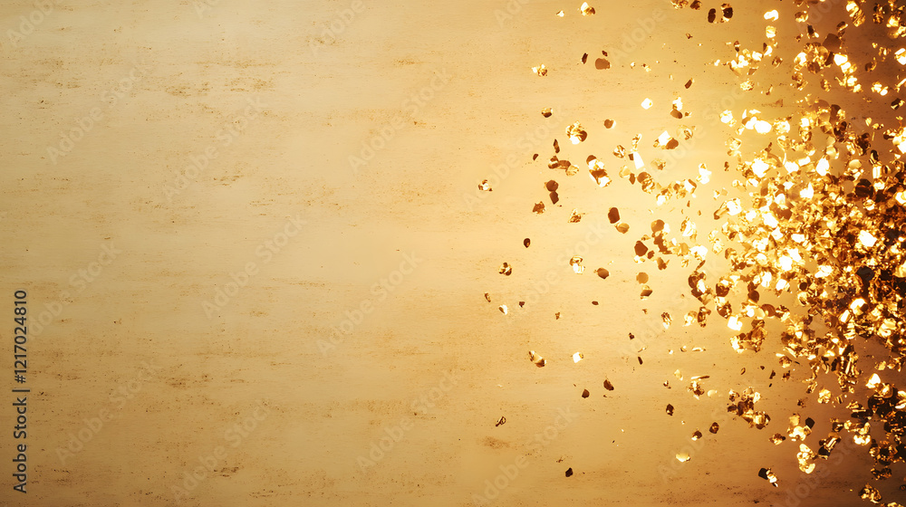 Poster A shimmering golden background with sparkling particles, creating a festive and luxurious atmosphere