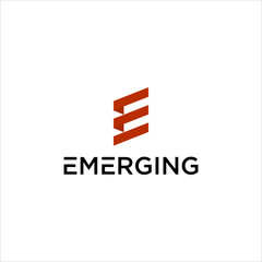 emerging elevate logo. initial E icon design geometric concept. abstract step up investment design