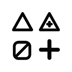 Simple geometric shapes icons triangle plus square cross