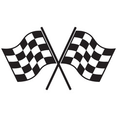 two crossed checkered Flag NASCAR Racing flag, sports finish line flag silhouette vector